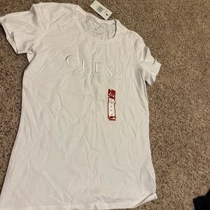 Guess White Tee with Embroidered Logo